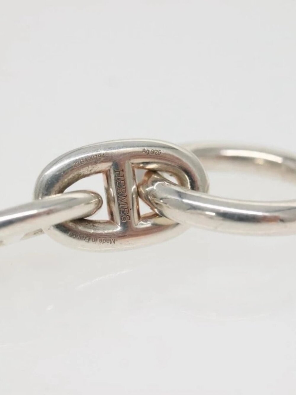 HERMES Chaine d'Ancre MM Bracelet Ag925 14 Links Silver Auth 134933SM - Picture 9 of 10